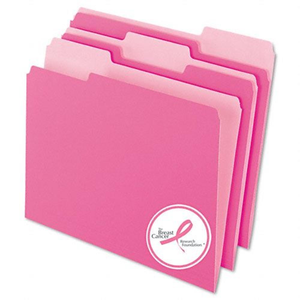 Pendaflex PFX421013PIN 1/3 Cut Top Tab Letter File Folders, Pink, 100/Box