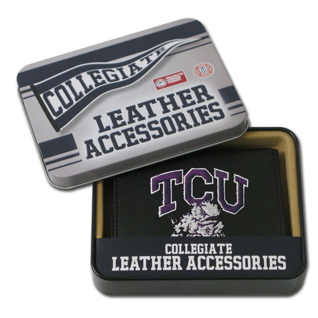 Rico Texas Christian Horned Frogs Men's Black Leather Tri-fold Wallet