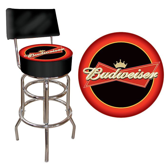 Trademark Budweiser Bowtie Red/Black Padded Bar Stool with Back
