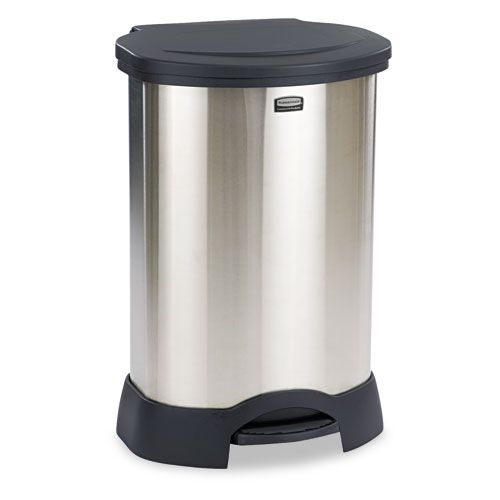 Rubbermaid RCP614787BK Step-On Container, Stainless Steel, 30 gal, Black