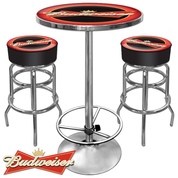 Trademark Ultimate Budweiser Gameroom Combo - 2 Bar Stools and Table