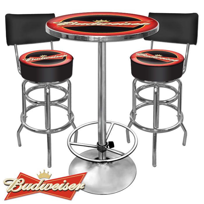Trademark Ultimate Budweiser Gameroom Combo - 2 Bar Stools and Table