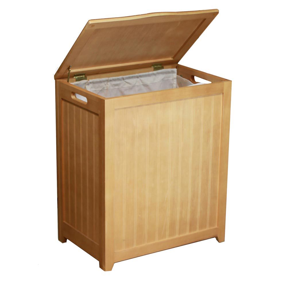 Oceanstar Natural Finished Rectangular Laundry Wood Hamper with