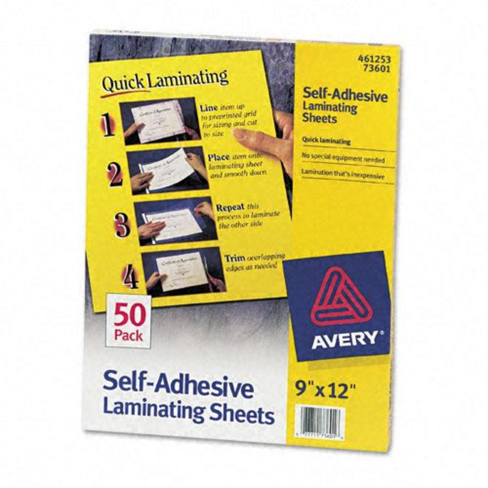 Avery AVE73601 Clear Self-Adhesive Laminating Sheets
