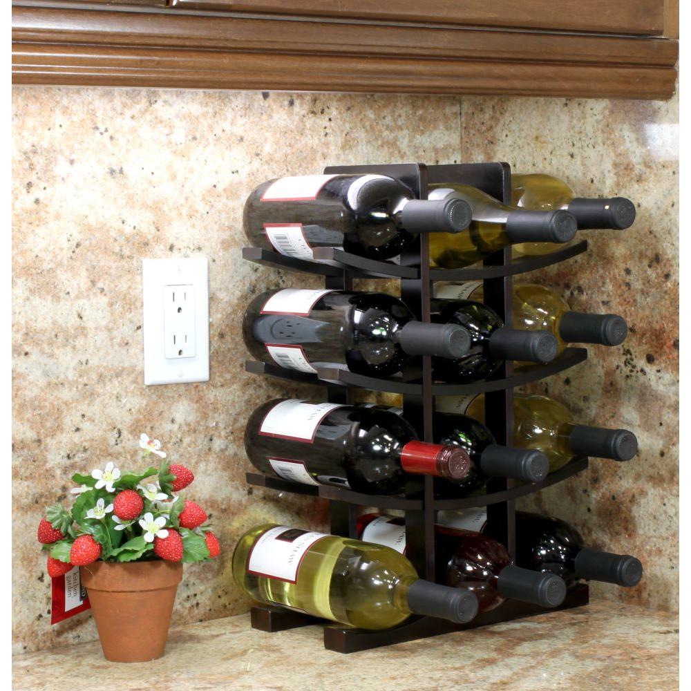 Oceanstar 12-Bottle Dark Espresso Bamboo Wine Rack WR1132