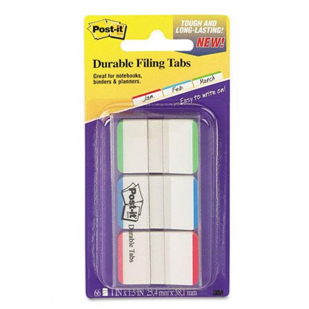 Post-it MMM686LGBR Durable Assorted Color Bar Index File Tabs