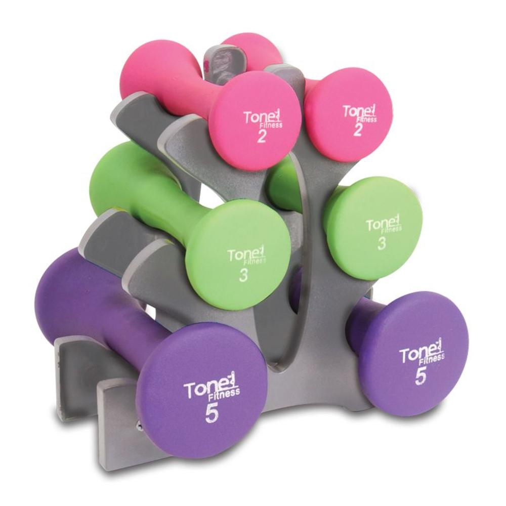 Tone Fitness SDNHS-TN020 20 lb. Dumbbell Set with Rack