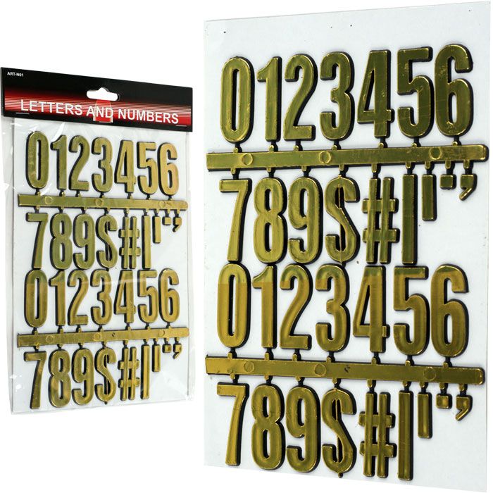 Stalwart 3D Gold Numbers and Symbols  30 pc.