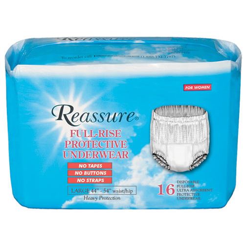 Reassure Full Rise Ultra Protective Underwear, Bag of 16, Large