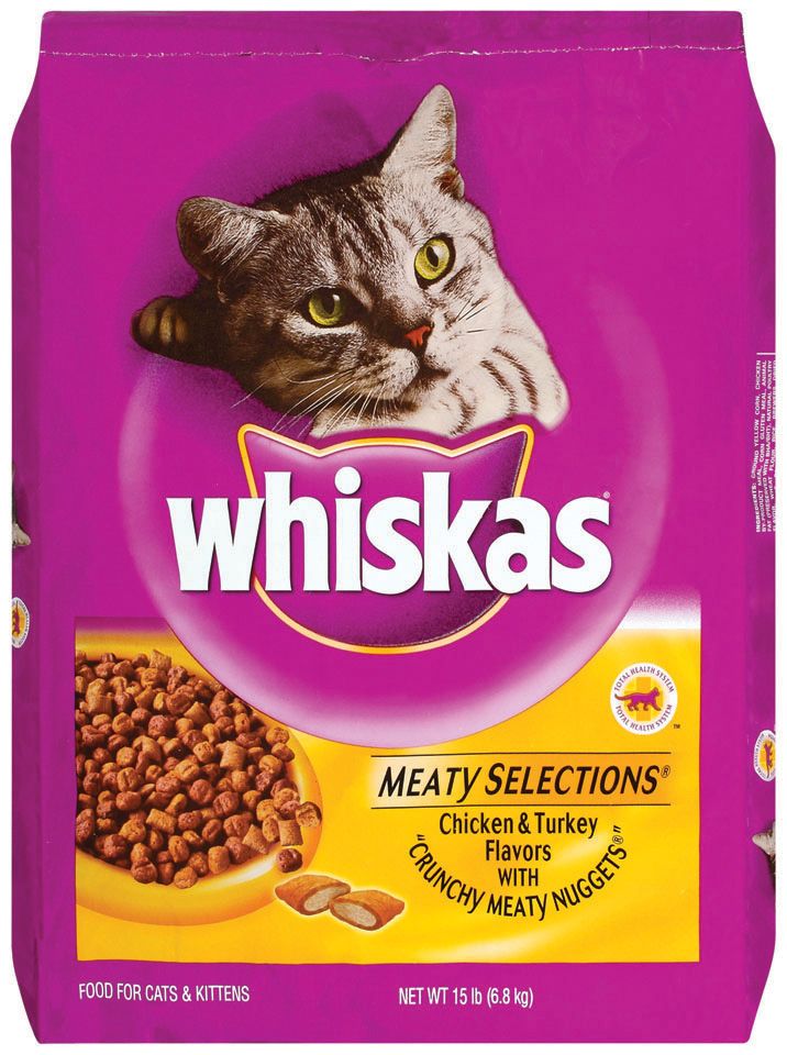 Whiskas Dry Cat Food Meaty Selections Chicken & Turkey 15 lb. Bag