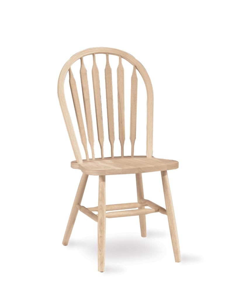 International Concepts Unfinished Windsor Arrowback Chair with Plain Legs