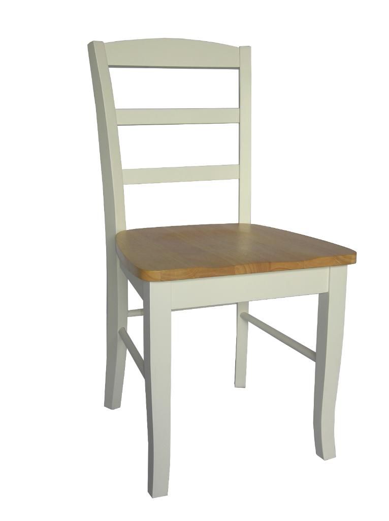 International Concepts Set of Two Madrid Ladderback Chairs - White/Natural