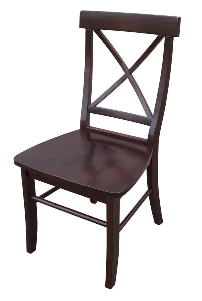 International Concepts Set of Two X-Back Chairs with Solid Wood Seats - Java