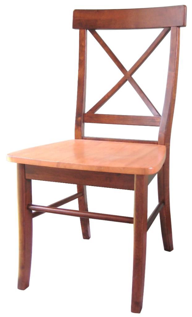 International Concepts Set of Two X-Back Chairs with Solid Wood Seats - Cinnamon/Espresso