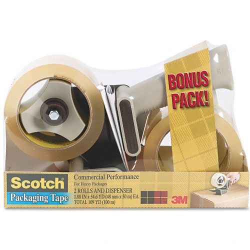 Scotch MMM37502ST Packaging Tape, 2" x 55 Yards, Clear, Two per Box