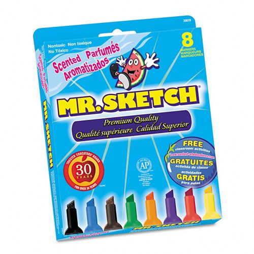 Mr. Sketch SAN1905070 Scented Watercolor Marker  Chisel Tip  8 Colors  8/Set
