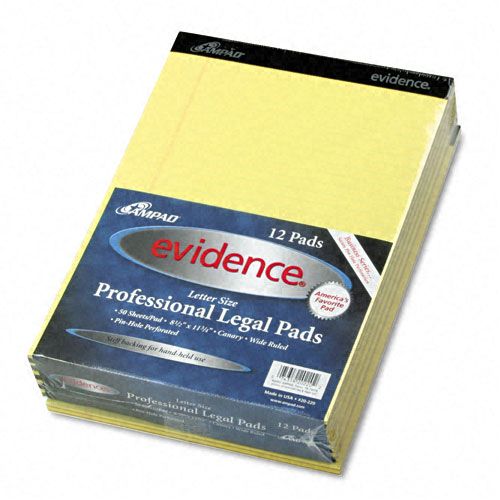 Ampad TOP20220 Perforated Writing Pad  8 1/2" x 11 3/4"  Canary  50 Sheets  Dozen