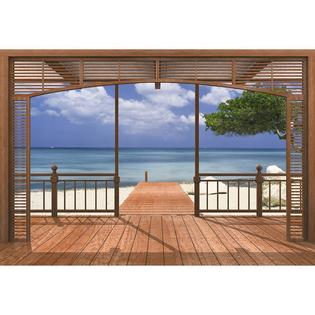 Get Wallpaper Komar Scenic Beach Patio Mural 12ft 9in Wide X 8ft 10in High For iPhone Free