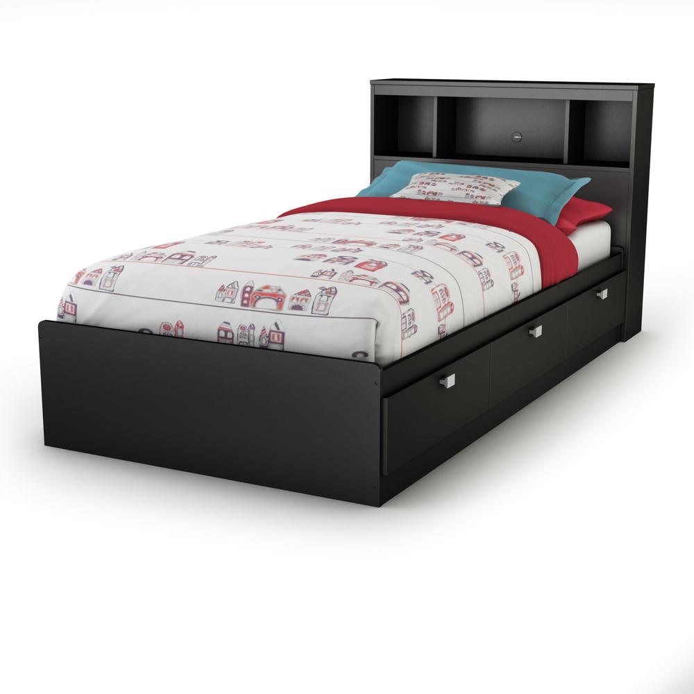 South Shore Spark Twin mates bed Pure Black