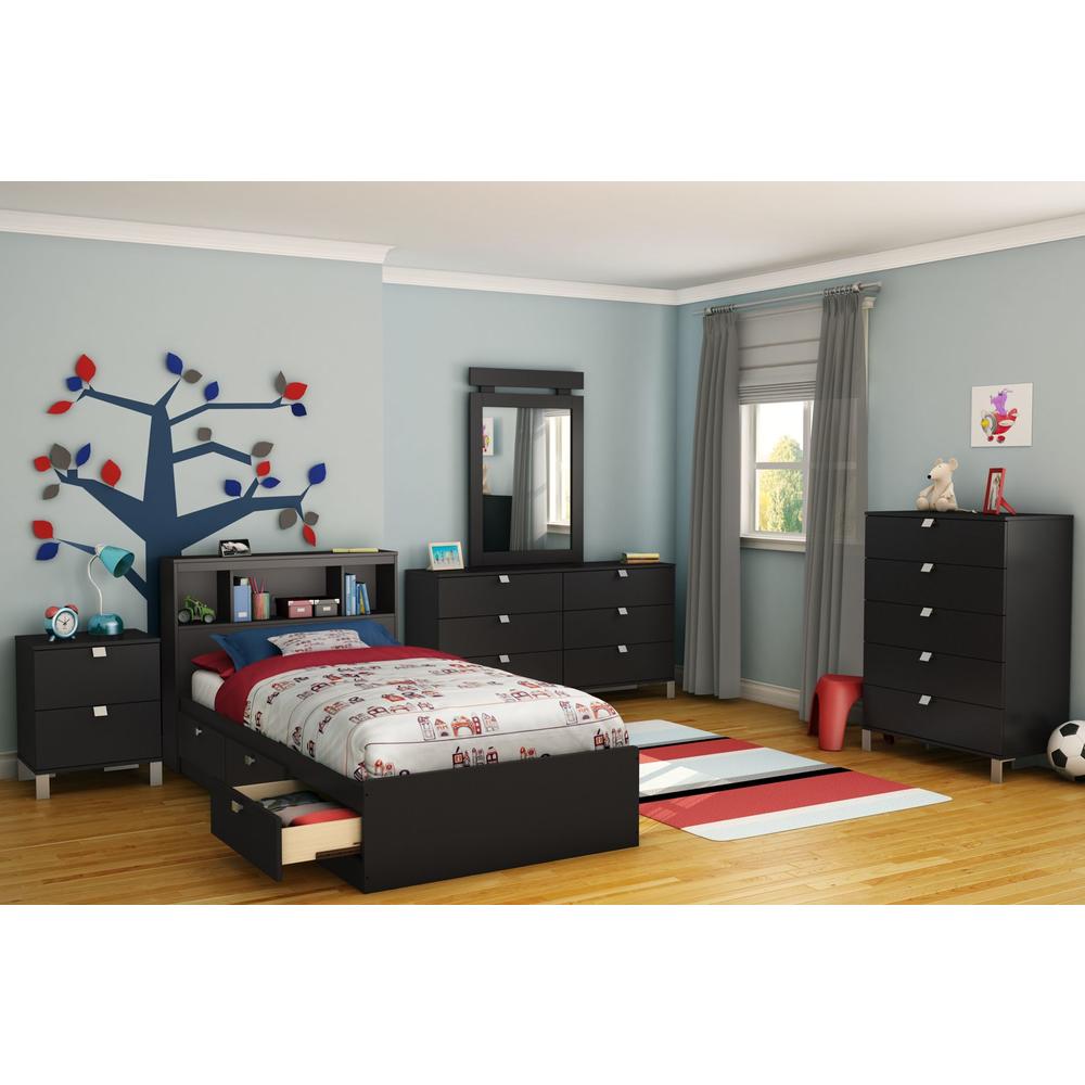 South Shore Spark Twin mates bed Pure Black