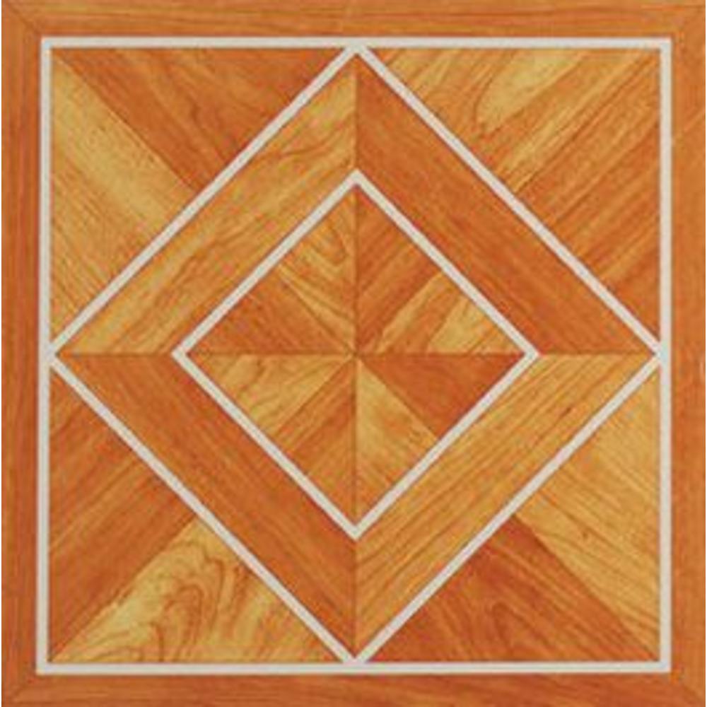 Achim White Border Classic Inlaid Parquet 12 x 12 Vinyl Floor Tile