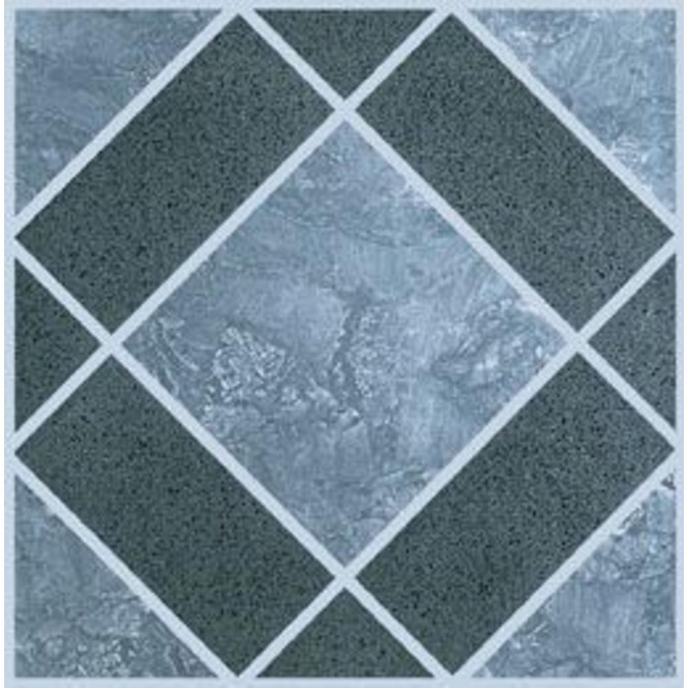 Achim Light & Dark Blue Diamond Pattern 12 x 12 Vinyl Floor Tile