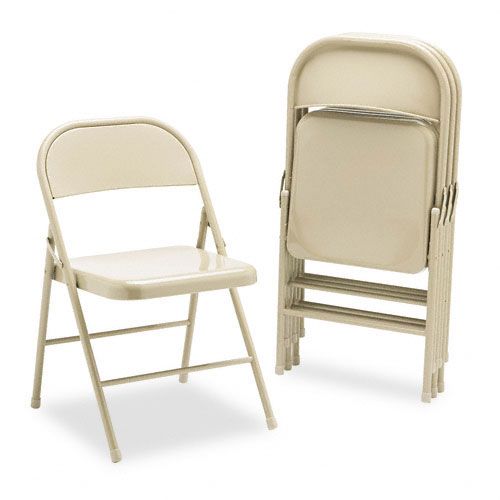 HON All-Steel Folding Chairs, Light Beige, 4/Carton