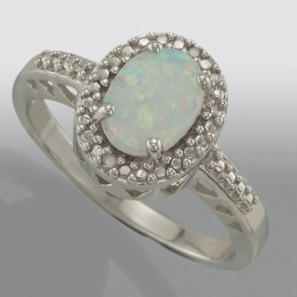 Lab Created Opal and Diamond Accent Ring