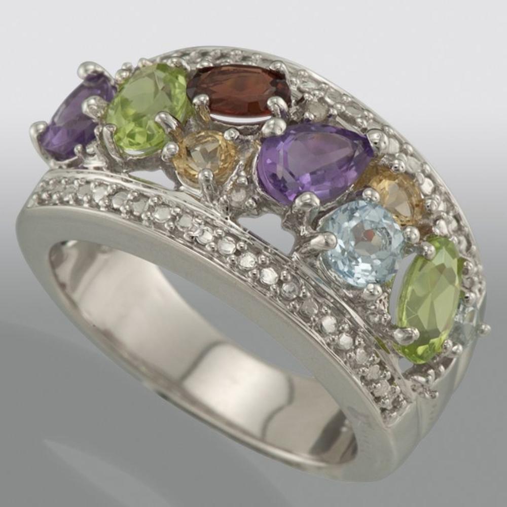 Multi Gemstone and Diamond Accent Ring