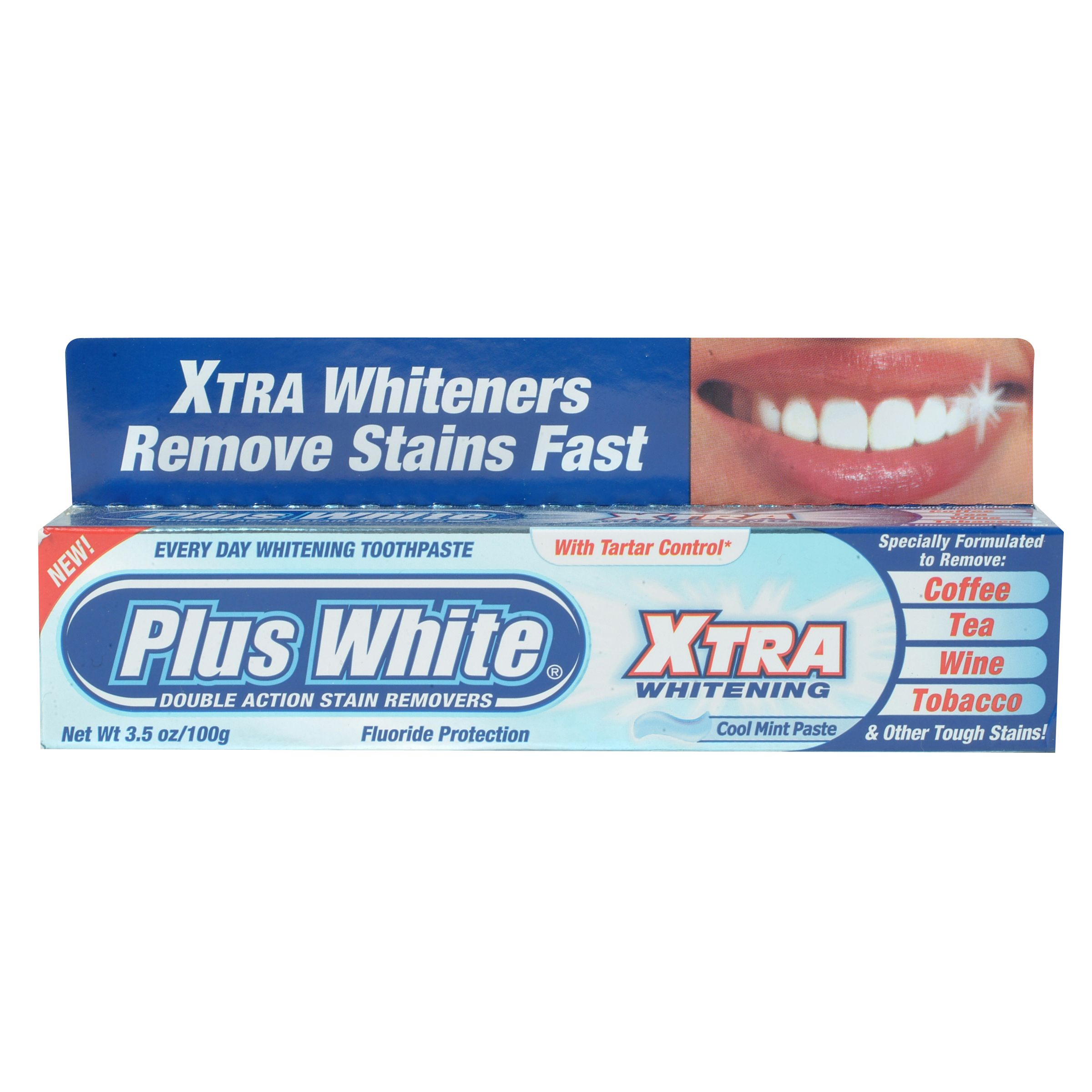 Plus White Xtra Whitening Toothpaste Cool Mint 3.5 Ounce Tube