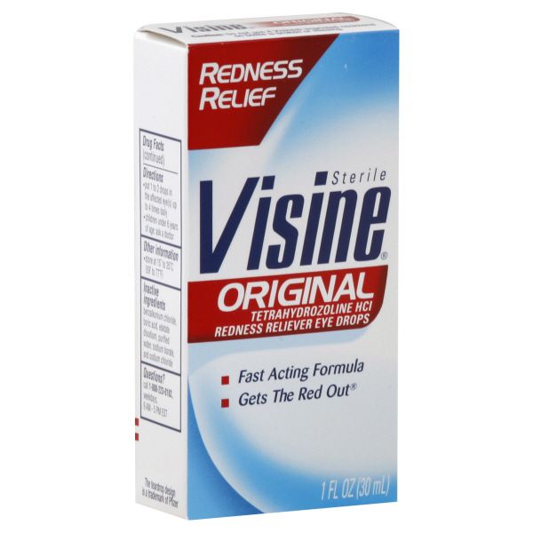 Visine Eye Drops, Redness Reliever, Original, 1 fl oz (30 ml)