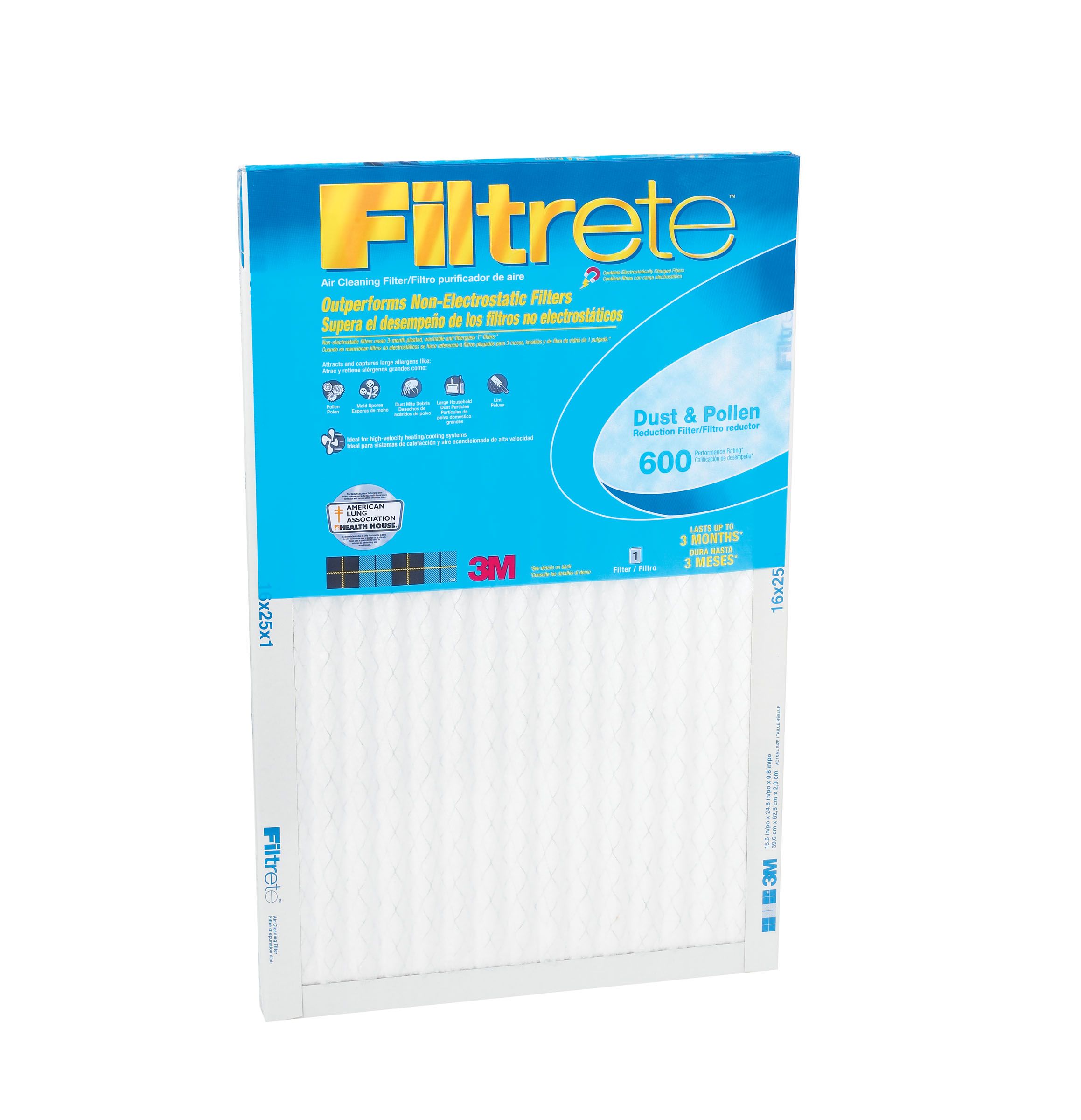 3M Dust & Pollen Filter 20 in x 25 in x 1 in, Size: Large, Grey-9833DC-6 3M Dust & Pollen Filter 20 in x 25 in x 1 in, Size: Large, Grey-9833DC-6