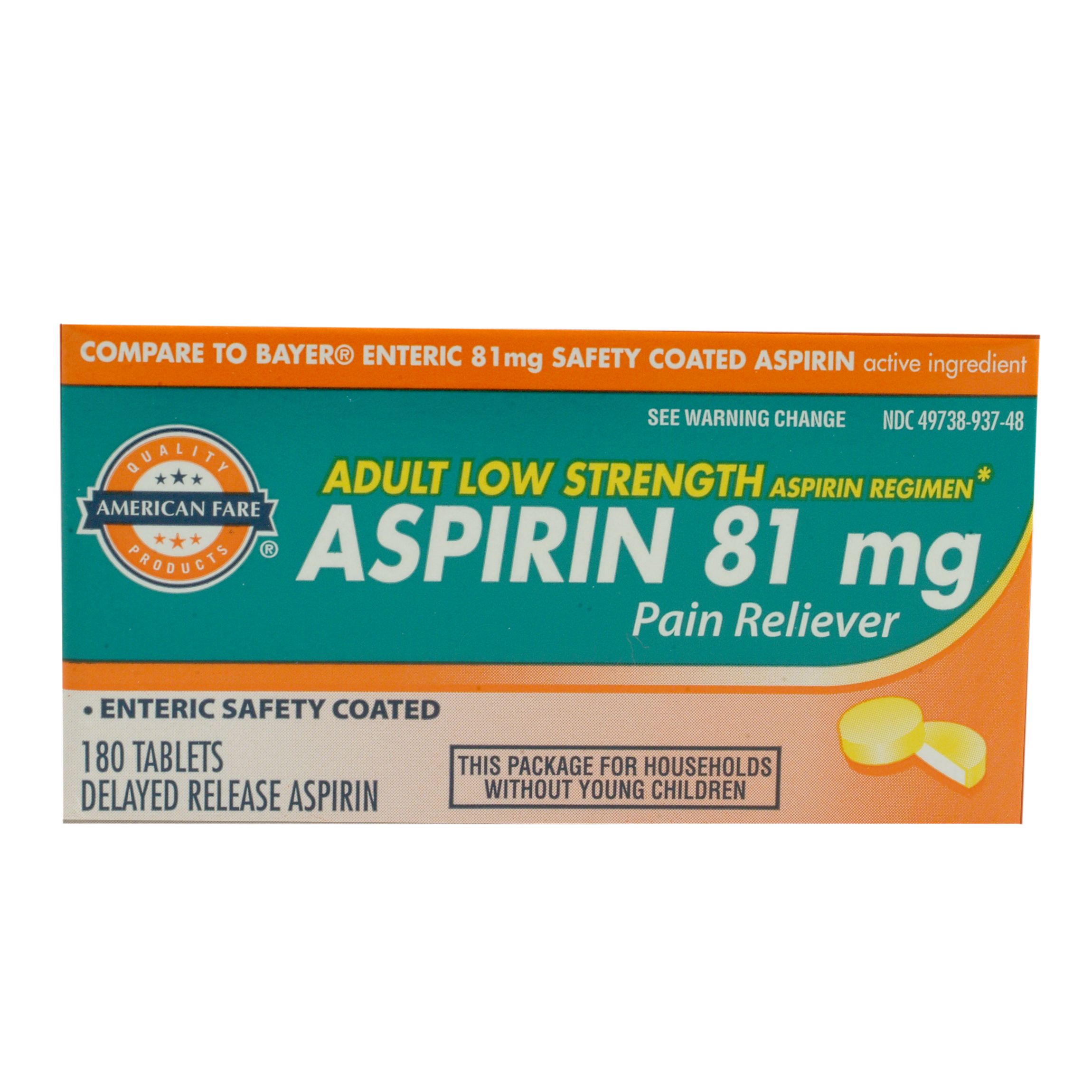 American Fare Low Dose Enteric Adult Asprin 81mg Tablets 180 Count