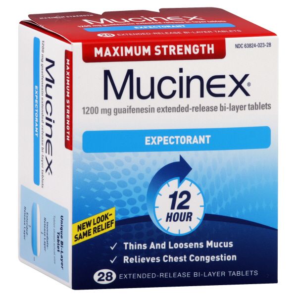Mucinex Expectorant, Maximum Strength, Extended-Release Bi-Layer Tablets, 28 tablets