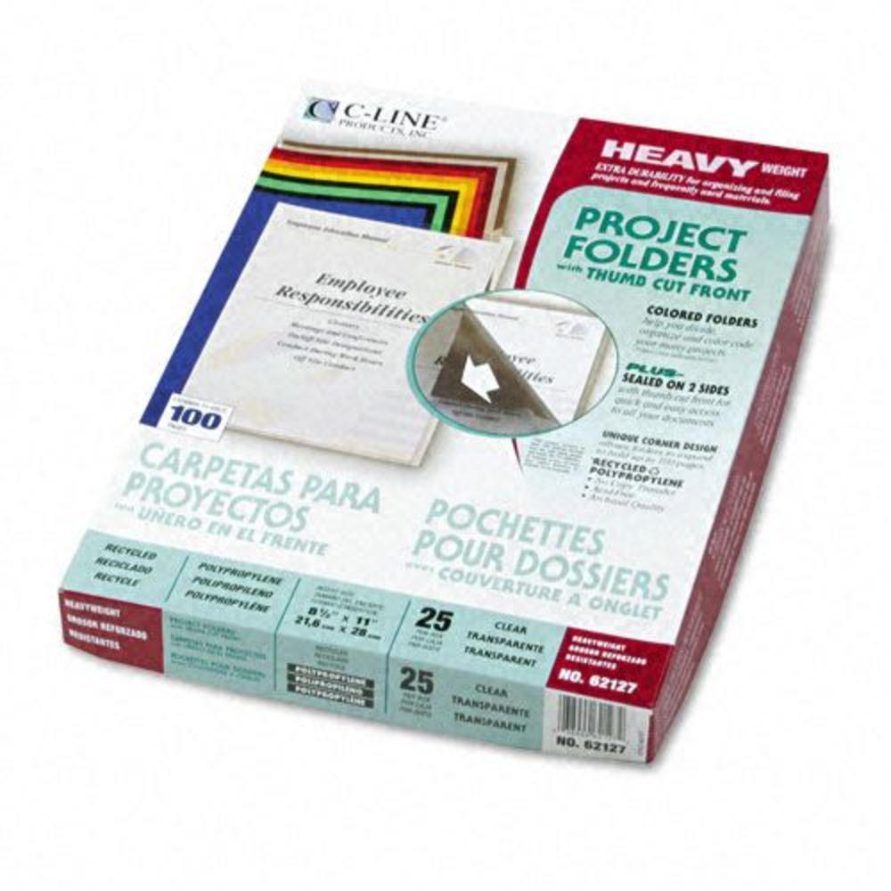 C-Line CLI62127 Poly Project Folders, Jacket, Letter, Clear, 25/bx