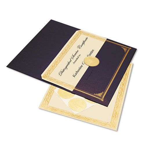 Geographics GEO47481 Ivory Gold-Embossed Certificates, Blue Cover, 6/Pk