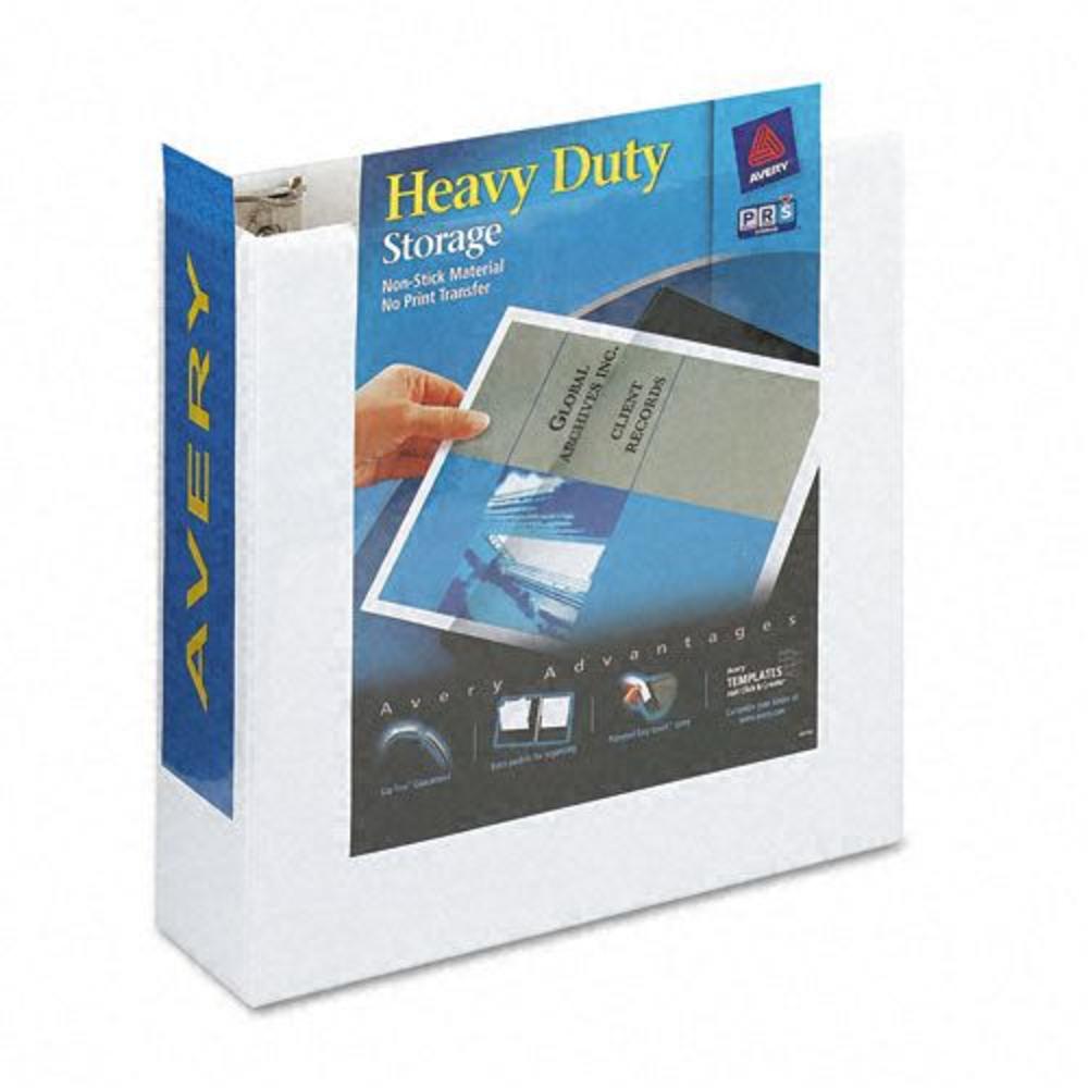Avery AVE05604 Heavy-Duty NonStick View Binder w/One Touch Slant Rings, 3" Capacity, White
