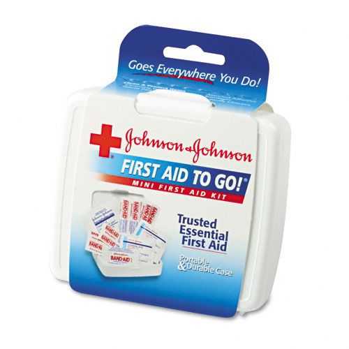 Johnson & Johnson BAND-AID SCJ8295 Mini First Aid To Go Kit, 12 Pieces, Plastic Case