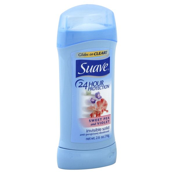 Suave 24 Hour Protection Anti-Perspirant/Deodorant, Invisible Solid, Sweet Pea and Violet, 2.6 oz (74 g)