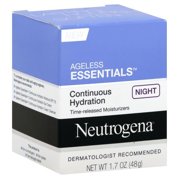 Neutrogena Ageless Essentials Continuous Hydration, Time-Released Moisturizers, Night, 1.7 oz (48 g)