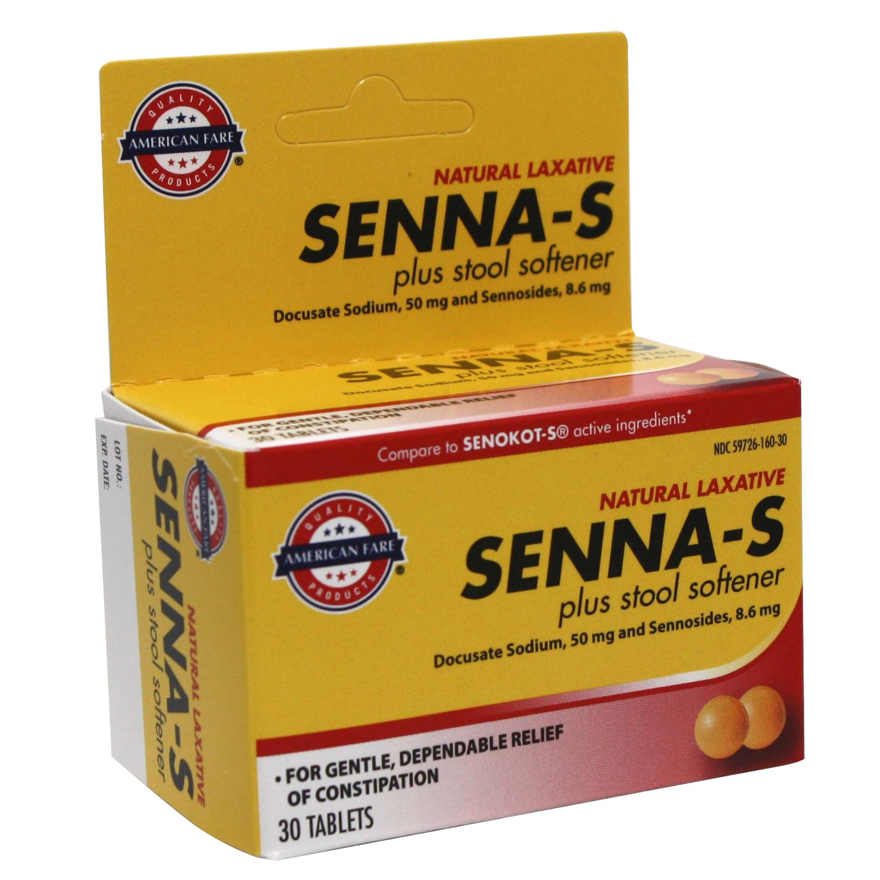 American Fare Senna Laxative Tablets 30 Count Box