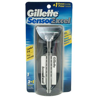 Gillette Sensor Excel Razor, Disposable, 1 razor, 3 cartridges