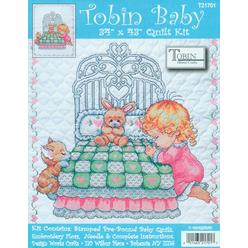 Tobin Bedtime Prayer Girl Quilt Stamped Cross Stitch Kit, 36 by 43-Inch