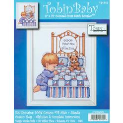 Tobin Bedtime Prayer Boy, 11 x 14 Cross Stitch Kit, 11"x14" 14 Count