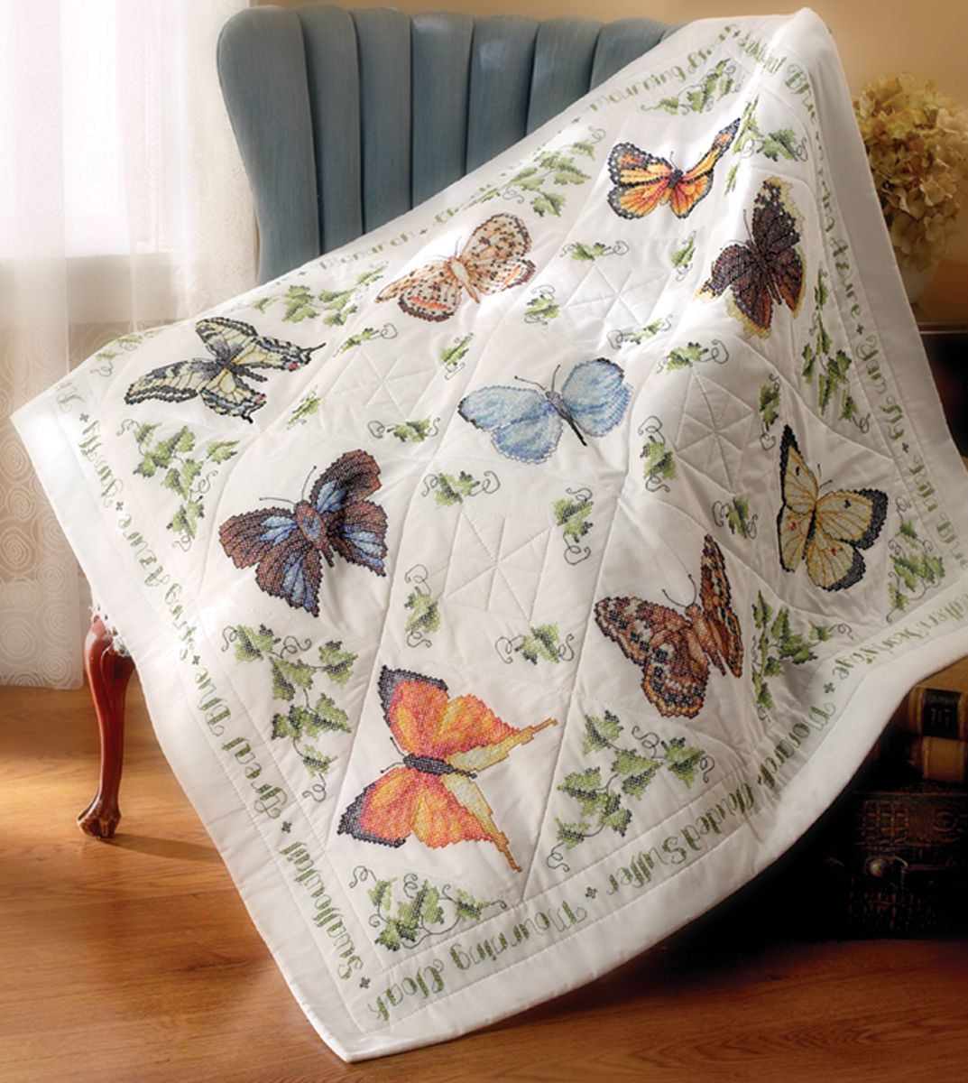 Bucilla 45"X45"   -Butterfly Lap Quilt