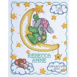 Janlynn Cross Stitch Kit, 14-Inch by 11-Inch, Crescent Moon Birth Announcement