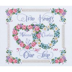 Janlynn RgRAMP47728 Two Hearts, One Love counted cross Stitch Kit-14X12 14 count