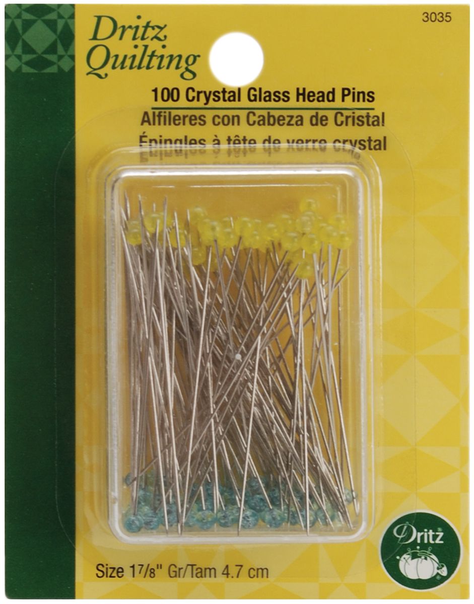 Dritz 100/Pkg   -Pins Glasshead Qultg