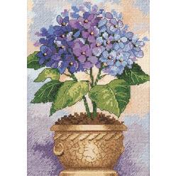 Dimensions Gold Collection Counted Cross Stitch Kit, Hydrangea in Bloom, 18 Count Ivory Aida, 5'' x 7''