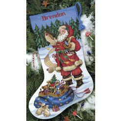 Dimensions Counted Cross Stitch \'\'Checking His List\'\' Personalized Christmas Stocking Kit, 14 Count White Aida, 16\'\'
